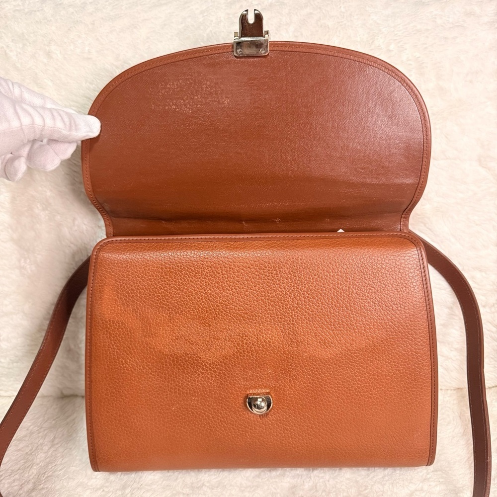 Vintage Burberry Leather Satchel Two Way Work Bag Tan - Picture 5 of 17